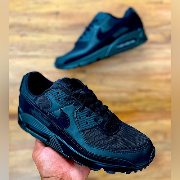 Nike Shoes - Nike Air Max 90 “Triple Black” Leather + Suede + Mesh